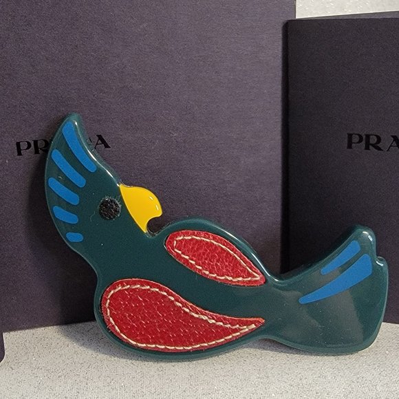 Prada Jewelry - NWT PRADA Perspex & Leather Parrot Pin